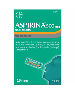 Aspirina 500 mg Granulado Ácido acetilsalicílico 10 sobres