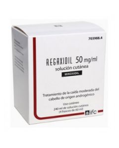 Regaxidil 50 mg/ml Solución Cutánea 240 ml (4 frascos de 60 ml)   