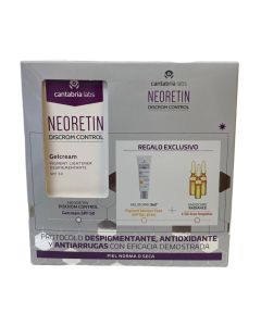 Pack Neoretin Discrom Control Gel Cream 40ml + C-Oil Free 3 Ampollas + Minitalla Water Gel 15ml 