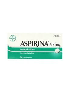 Aspirina 500 mg Comprimidos , 20 comprimidos	