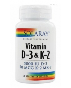 Vitamin D3 + K2 60 capsulas Solaray
