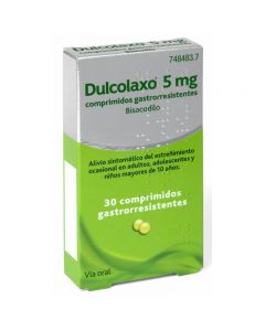 Dulcolaxo Bisacodilo 5 mg Comprimidos Gastrorresistentes, 30 comprimidos	