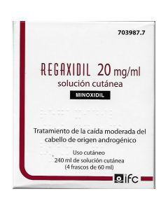 Regaxidil 20 mg/ml Solución Cutánea 240 ml (4 frascos de 60 ml)