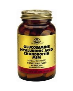 Solgar Glucosamina Ácido Hialurónico Condroitina MSM 60 cápsulas