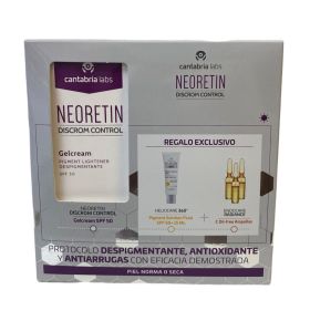 Pack Neoretin Discrom Control Gel Cream 40ml + C-Oil Free 3 Ampollas + Minitalla Water Gel 15ml 