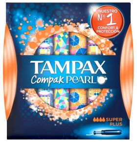 Tampax Compak Pearl 100% Algodón Super Plus 